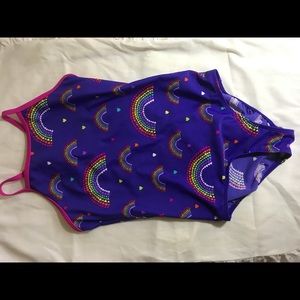 Land's End Royal Plum Rainbows Swim Tank One-Piece